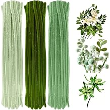 300 PCS Thick Pipe Cleaners Craft Supplies Eucalyptus Sage Green Color Chenille Stems for Wedding Christmas Art and Craft Projects Creative DIY Decorations Green