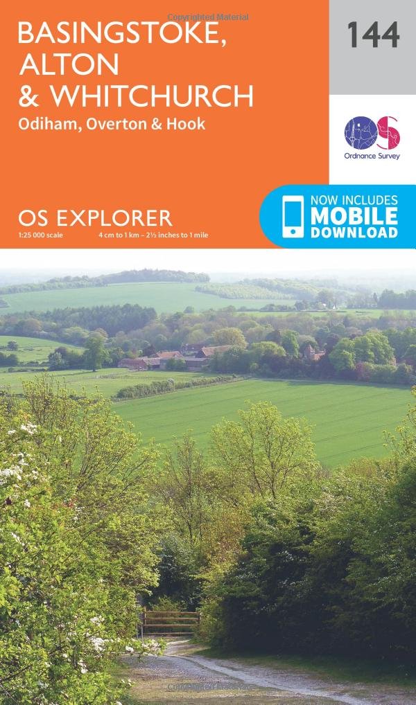 Ordnance Survey Unisex Orange Explorer 144 Basingstoke, Alton & Whitchurch Map With Digital Version