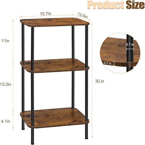 Miniatura 3 de smusei Soporte de mesa auxiliar pequeño de 3 niveles, mesa auxiliar alta de 30 pulgadas de alto con estantes de almacenamiento, mesa auxiliar de