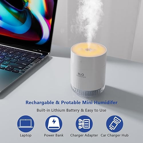 Miniatura 2 de HOTLIFE Mini humidificador portátil, pequeño humidificador de plantas de niebla fría, humidificador personal recargable de escritorio para