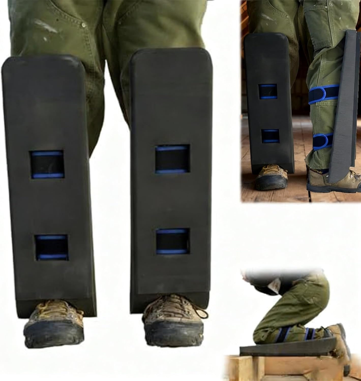 Toe Knee Crawler Knee Pads for Attic – High-Density 60° Foam Knee Shin Protection, Non-Slip Wide Straps, Lightweight Crawling Knee Pads for Construction & Insulation