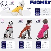 Vista 7 de FUAMEY - Abrigo para perro, chaqueta cálida de invierno, acolchada, chaleco reflectante con arnés, chaqueta de nieve impermeable con cremallera, a