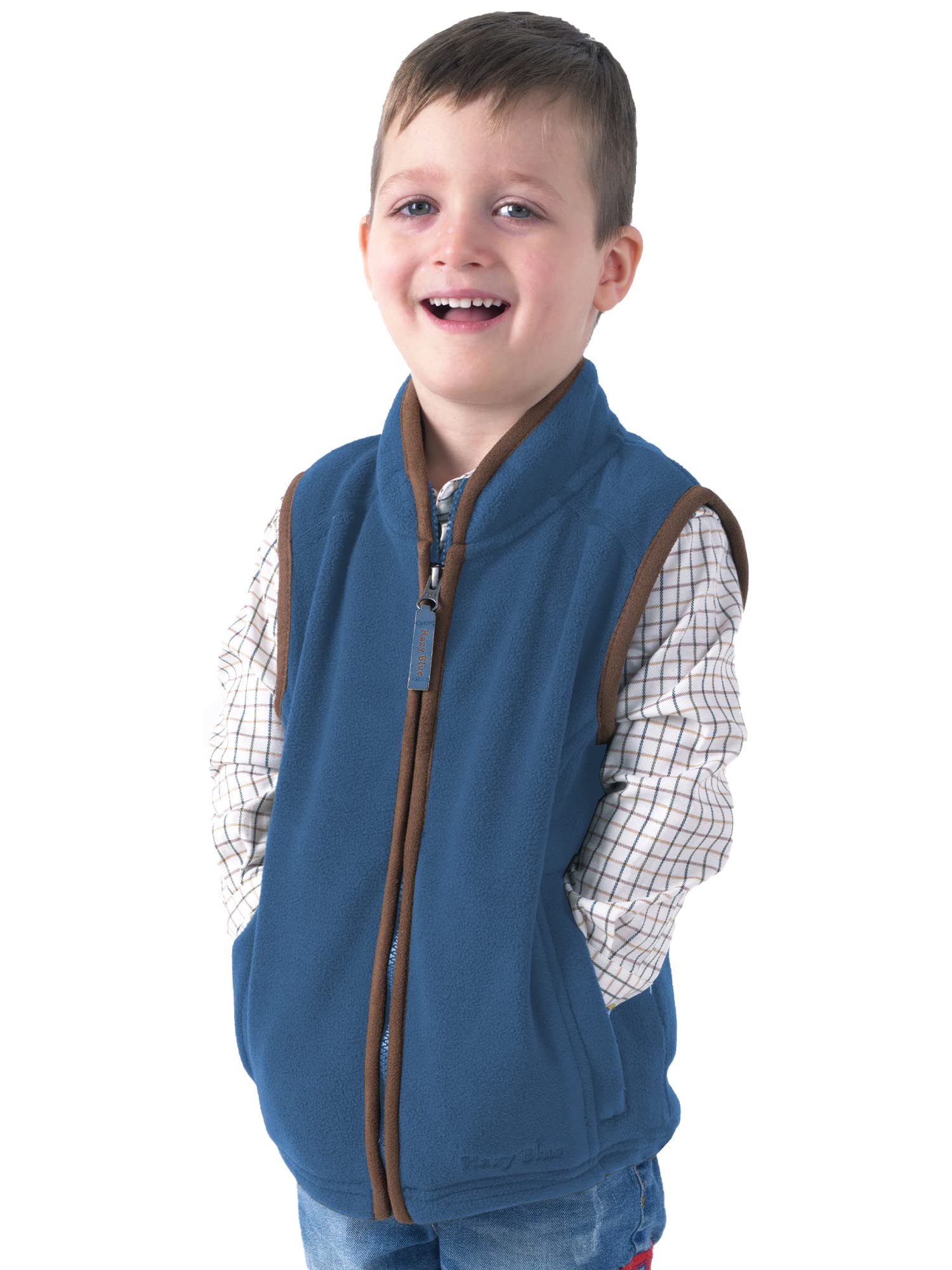 Hazy Blue Unisex Kids Denim Blue Children's Fleece Bodywarmer Kaden - Zip-Up Waistcoat | Jacket | (13 +, )