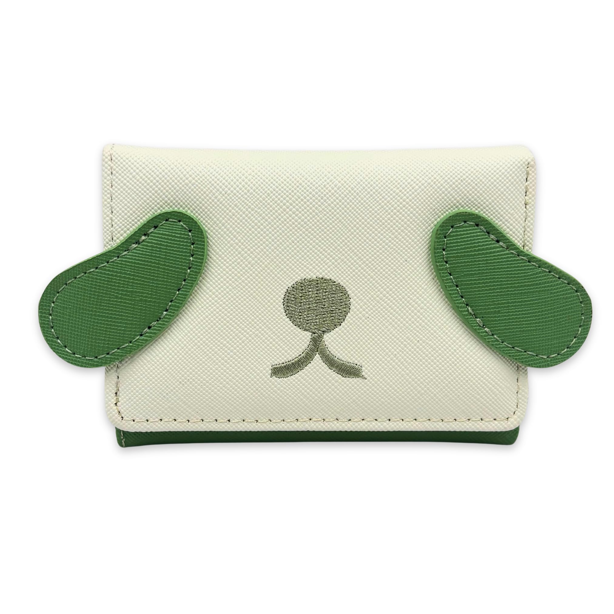 Alter Cute Animal Ear Compact Wallet, PU Leather, Heart ID Window, Secure Button Closure, Pink, 25.4 x 17.78 cm (Leaf Green)-picture-29