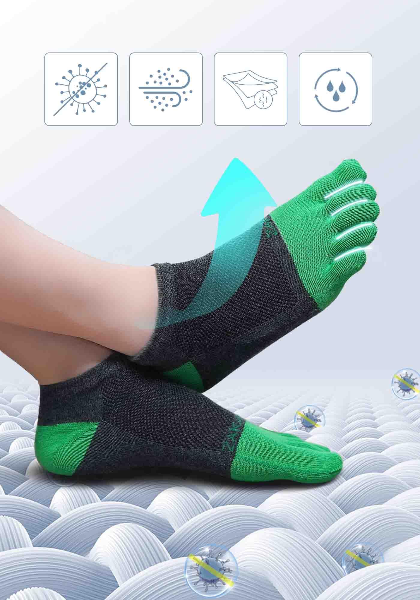 ZAKASA Calze Con Dita Uomo Sportivi: Cotone Calzini con Cinque Dita Calzino Corti 5 Dita Separate Traspiranti calzetti Five Finger per Running Fitness Sport 5 Paia