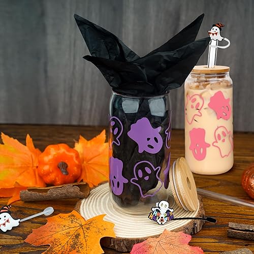 Miniatura 5 de Vasos de Navidad de 18 onzas para café helado de Navidad con tapas y pajitas, regalos de elefante blanco para adultos, vaso colorido de árbol de