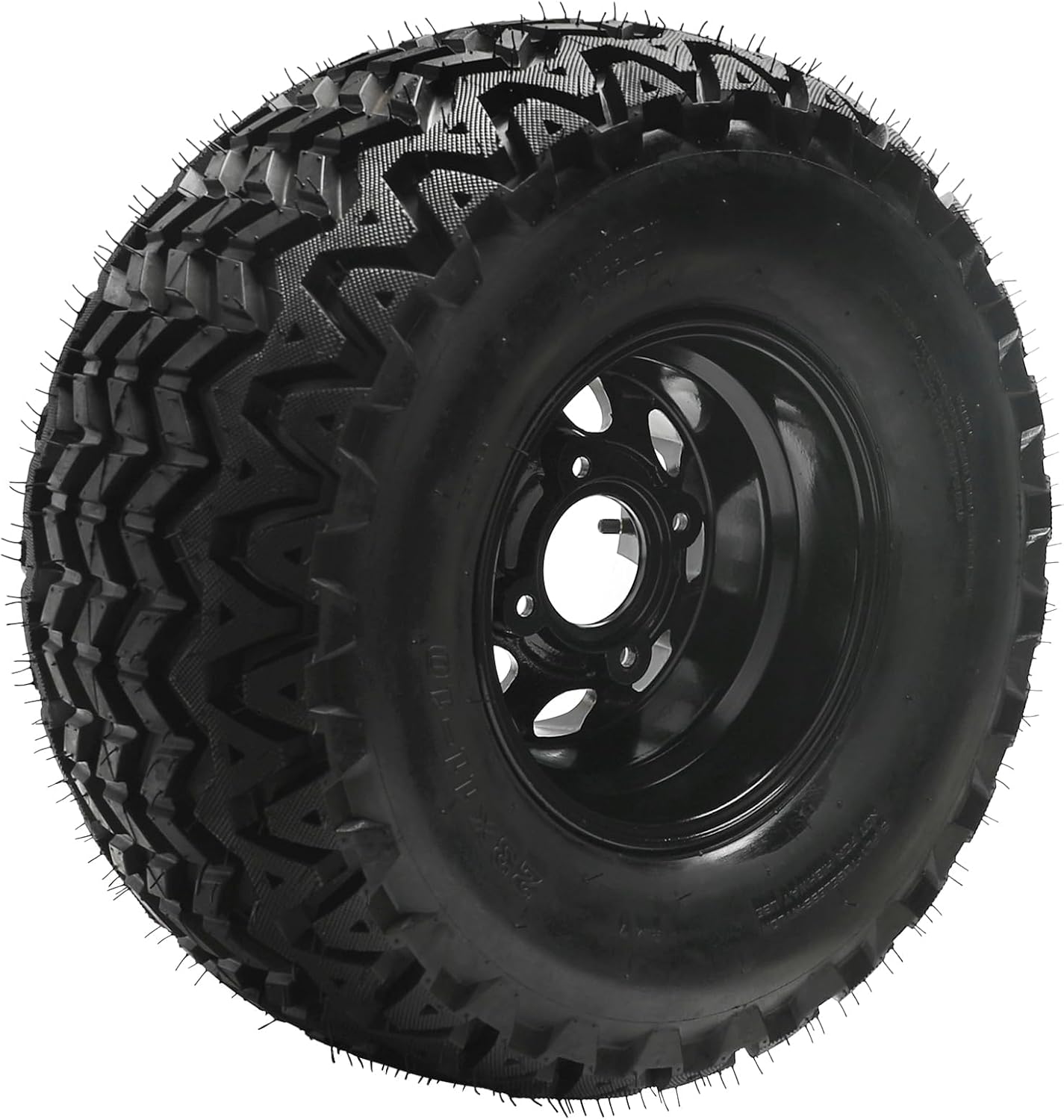 23x11-10 All-Terrain Golf Cart Tire & 10" Aluminum Rim Wheel – 4 Ply Tubeless, 4-Bolt Pattern, for ATV, UTV, Go Kart, Lawn Mower, 4-Wheeler Utility Vehicles (Set of 4)