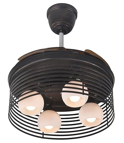 Vintage BO-1 Lighting Ceiling Fan with Light Luxury Modern Fan with Remote Noiseless Retractable Blades Chandelier Fan with Anti dust blades || Antique Brown