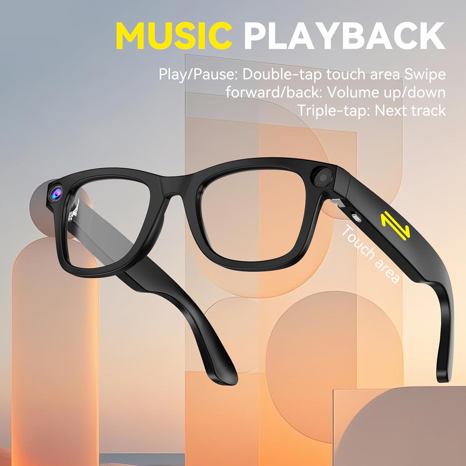 AI Smart Glasses with Camera - 1080P Video & 8MP Camera, Voice Control, Recording Glasses with AI Assistant, Object Recognition, for Travel, Conferences & Vlogging