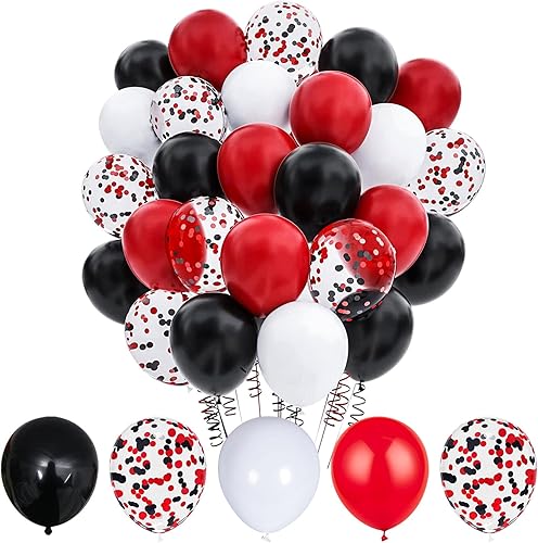 White Black Red Balloon and Black Red Confetti Balloons for Baby Shower Birthday Wedding Christmas New Year Party Decoration