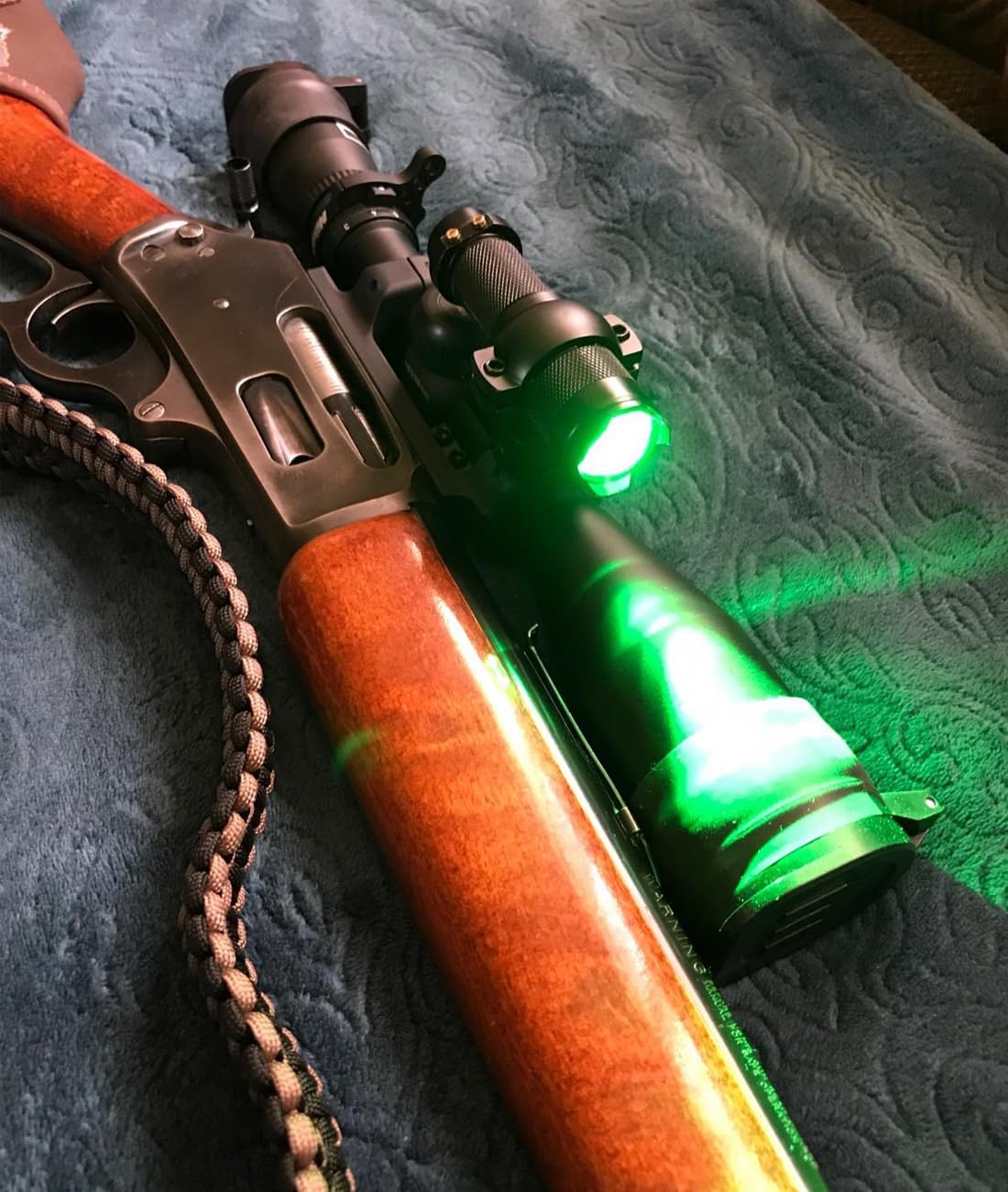 Single 1 Mode Zoomable LED 150 Yard Green Light Flashlight Torch for Fishing Hunting Detector