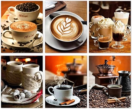 NIIORE Arte vintage de pared café para decoración de granja, impresiones artísticas en lienzo para cocina, comedor, oficina, cafetería, bar,