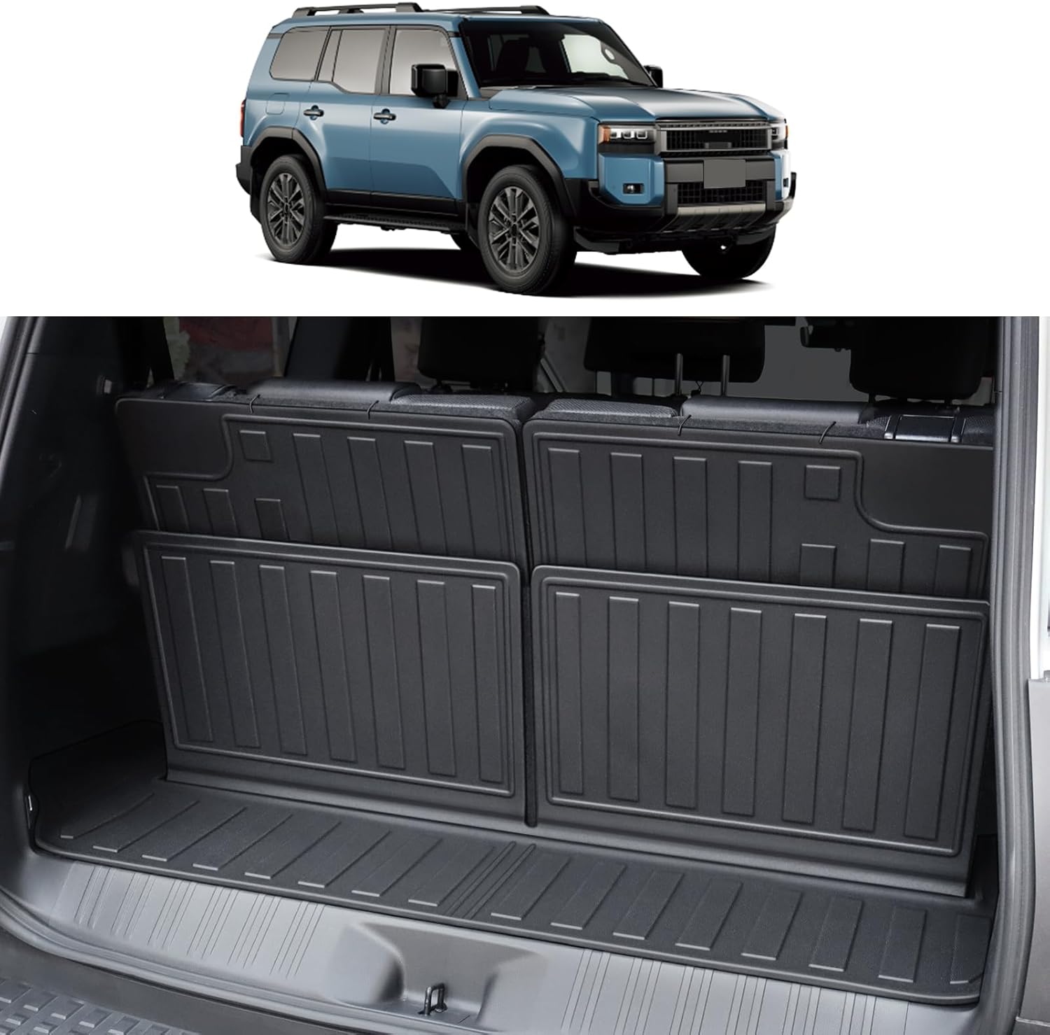 Seat backrest Protective pad Suitable for 2024 2025 2026 Toyota Land Cruiser 250 1958 Prado LC250 TPE Material Kicking pad Anti-Kicking pad Interior Upgrade Accessories (7-Seat Tail Box Mat Electric)