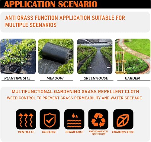 Vista 6 de 3Size Weed Barrier Landscape Fabric Heavy Duty Woven Ground Cover Weed Cloth Geotextile Fabric Driveway Fabric (3x100FT)