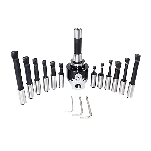 Miniatura 2 de HFS (R) Cabeza de mandrinado R8 vástago de carburo aburrido juego de barra de fresado Bridgeport (F1-3IN 24IN 12PCS)