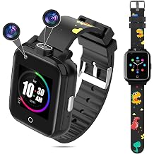 OKYUK 4G GPS SmartWatch for Kids Children's Smart Watch Child Watch Phone with 2-Style Watch Straps for 3-12 Years Perfect Birthday Xmas Gifts Black