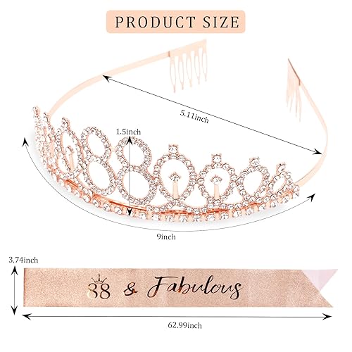 Miniatura 26 de CIEHER Juego de corona de cumpleaños 50 + banda de 50 y fabulosa banda + pin de perlas, tiara, regalos de 50, decoraciones para mujeres amigas