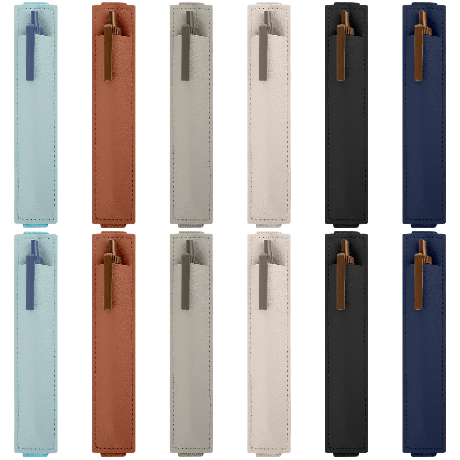 – TIESOME 12 PCS Elastic Pen Holder for Notebook, Adjustable Band Pen Holder PU Leather Pencil Holder Loop Pencil Holder Case for Notebook Planners Binders Books(6 Colors)