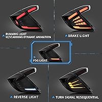 Vista 2 de Vland Luces traseras led compatibles con Honda Civic Hatchback de 10ª generación 2018-2021 (NO para Coupe) con animación dinámica con señal de luz