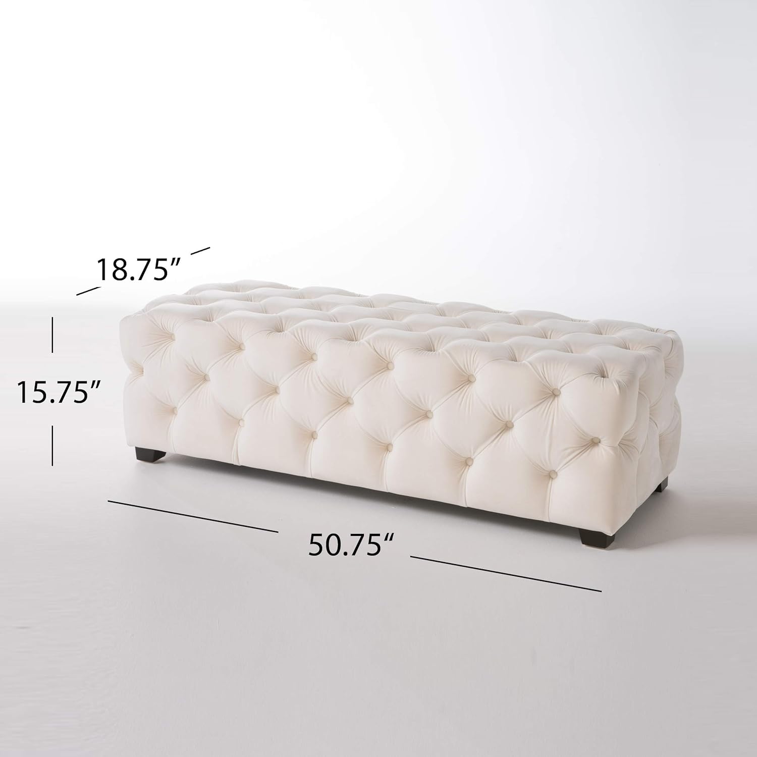 Christopher Knight Home Morris Fully Tufted Rectangular Ottoman, Ivory