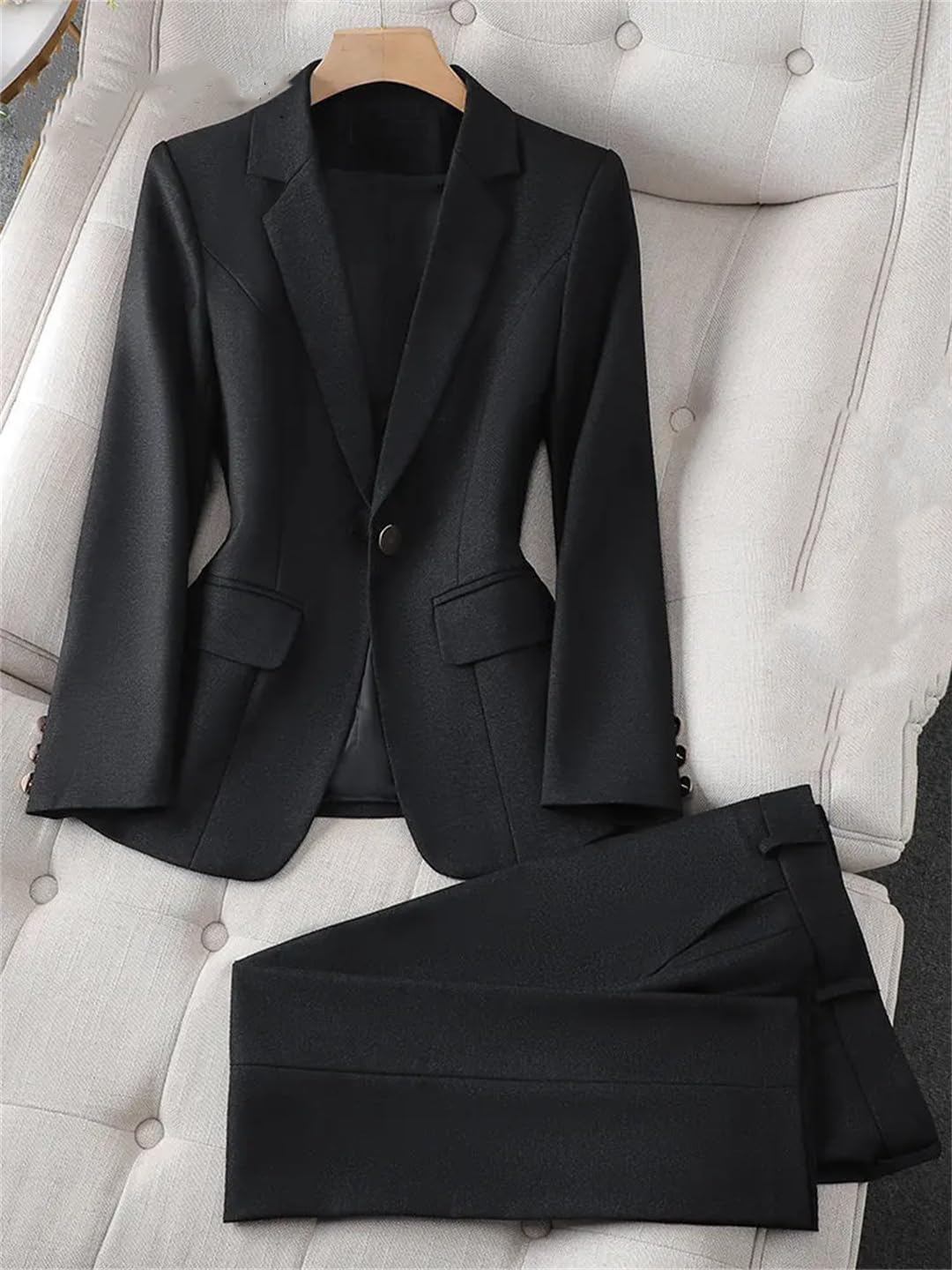 Generic Suits Suit for Women Office Long Sleeve Single Button Blazer High Waisted Pants Suit