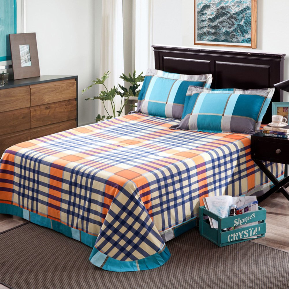 Drap plat en pur coton rembourré 245x270cm pour lit double en hiver