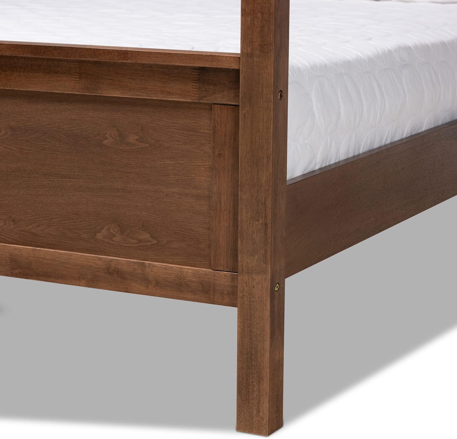 Baxton Studio Veronica Modern and Contemporary Walnut Brown Finished Wood King Size Platform Canopy Bed