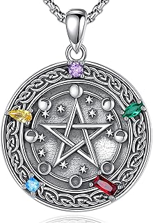 CELESTIA Pentacle Collier de Protection Argent 925 Pendentif Pentagramme Tetragrammaton Bijoux Esoterisme Cadeau Femme Homme Amulette Porte Bonheur