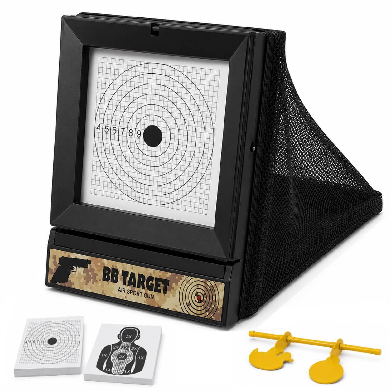 Cazabalines Airsoft. Tiro Dual + 100 dianas 17x17 cms x Objetivos móbiles