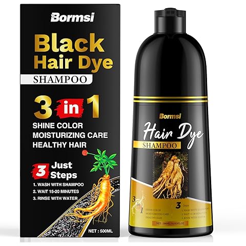 Black Hair Dye Shampoo 3 in 1 with Herbal Natural Ingredients, Hair Color Shampoo f...