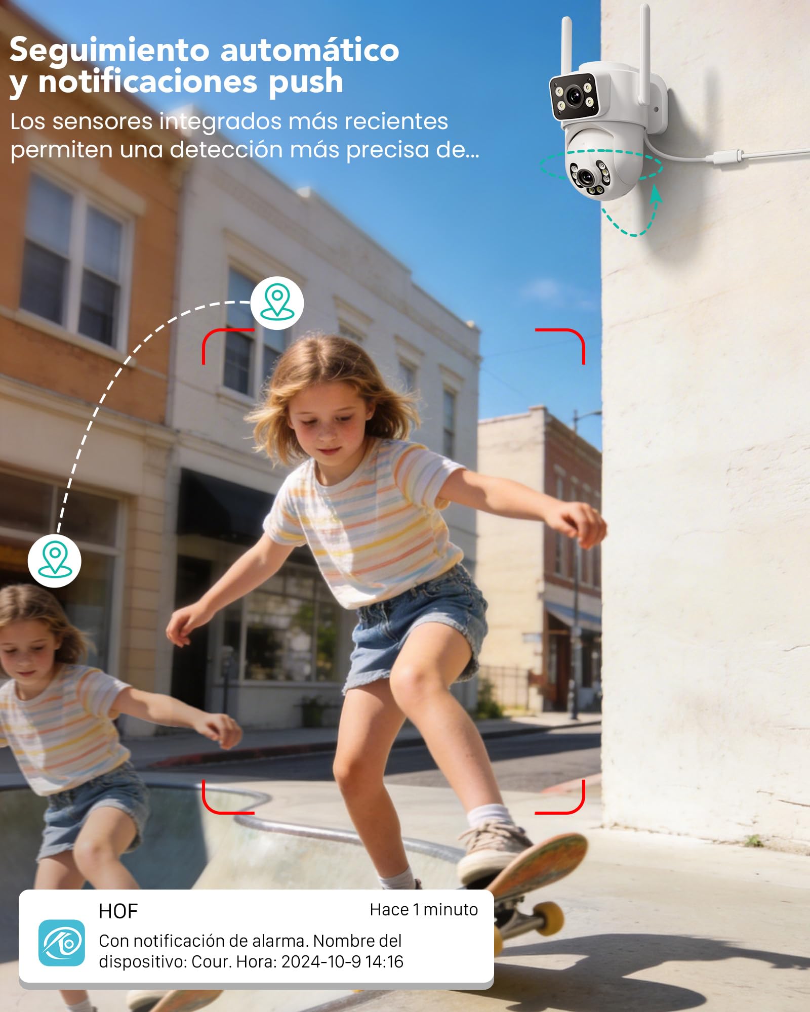 ANBIUX 2K Camara Vigilancia WiFi Exterior con Doble Lente,2Pack | 3m Cable,2.4/5G WIFI,Visión Nocturna Color, Detección Humana, Audio Bidireccional, Almacenamiento en la nube gratuito