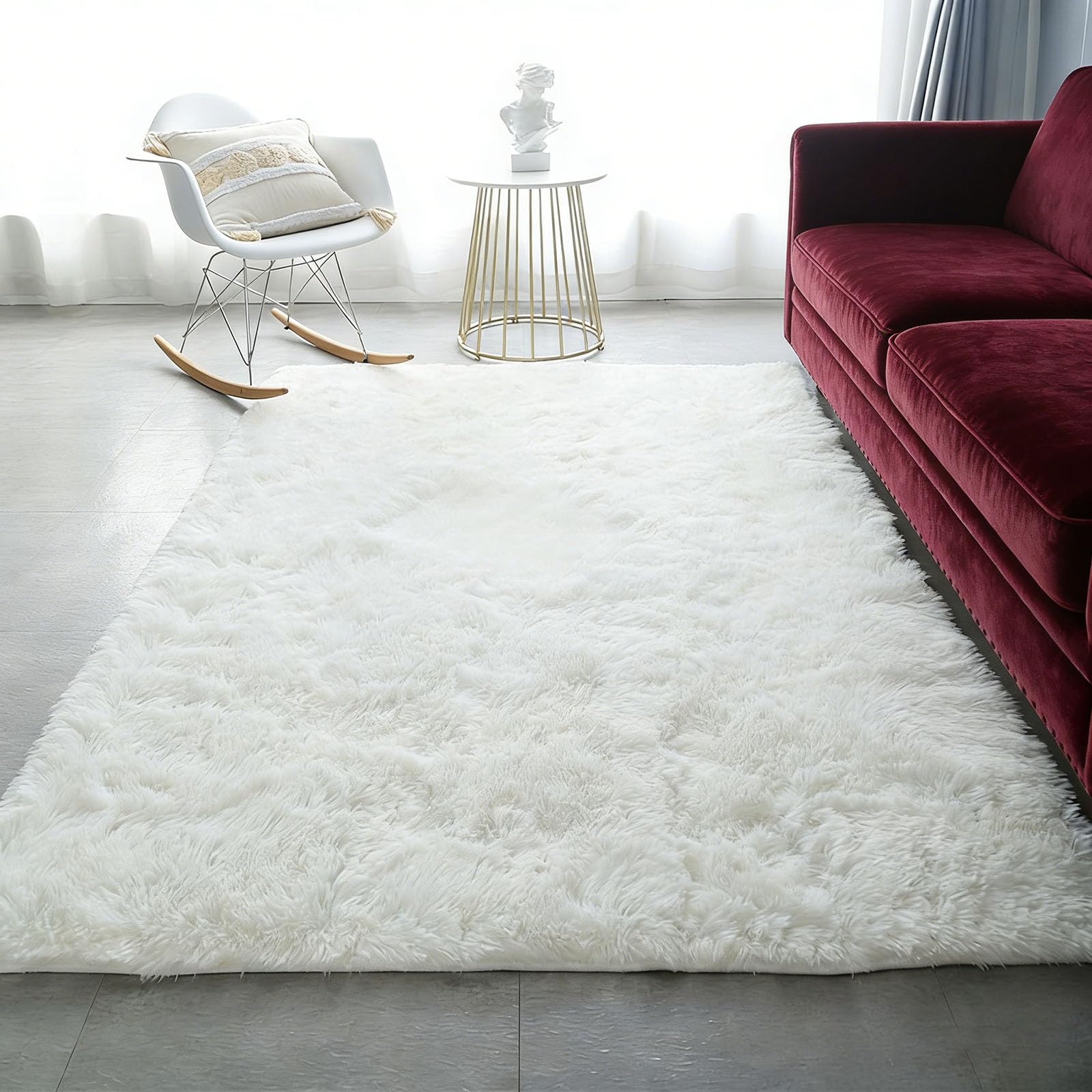 Tapis chambre d'enfant doux et antidérapant blanc cassé format 160x230