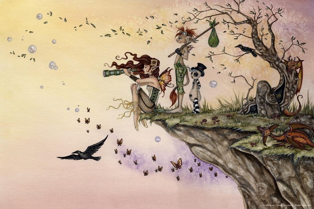 Laminated Amy Brown Print Imagine Fairy Garden Decor Folklore Poster Dry Erase Wall Art Fairy Figure Girls Room Decor Amy Brown Fairies Purple Inspirational Fantasy Art Cute Pretty Fairy Poster 24x36