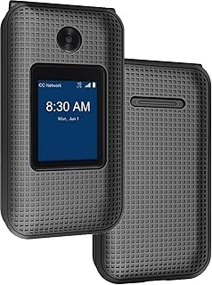 Nakedcellphone Case for Consumer Cellular Link II, [Grid Texture] Slim Hard Shell Protector Cover for Link 2 Flip Phone (Z2335CC) - Black