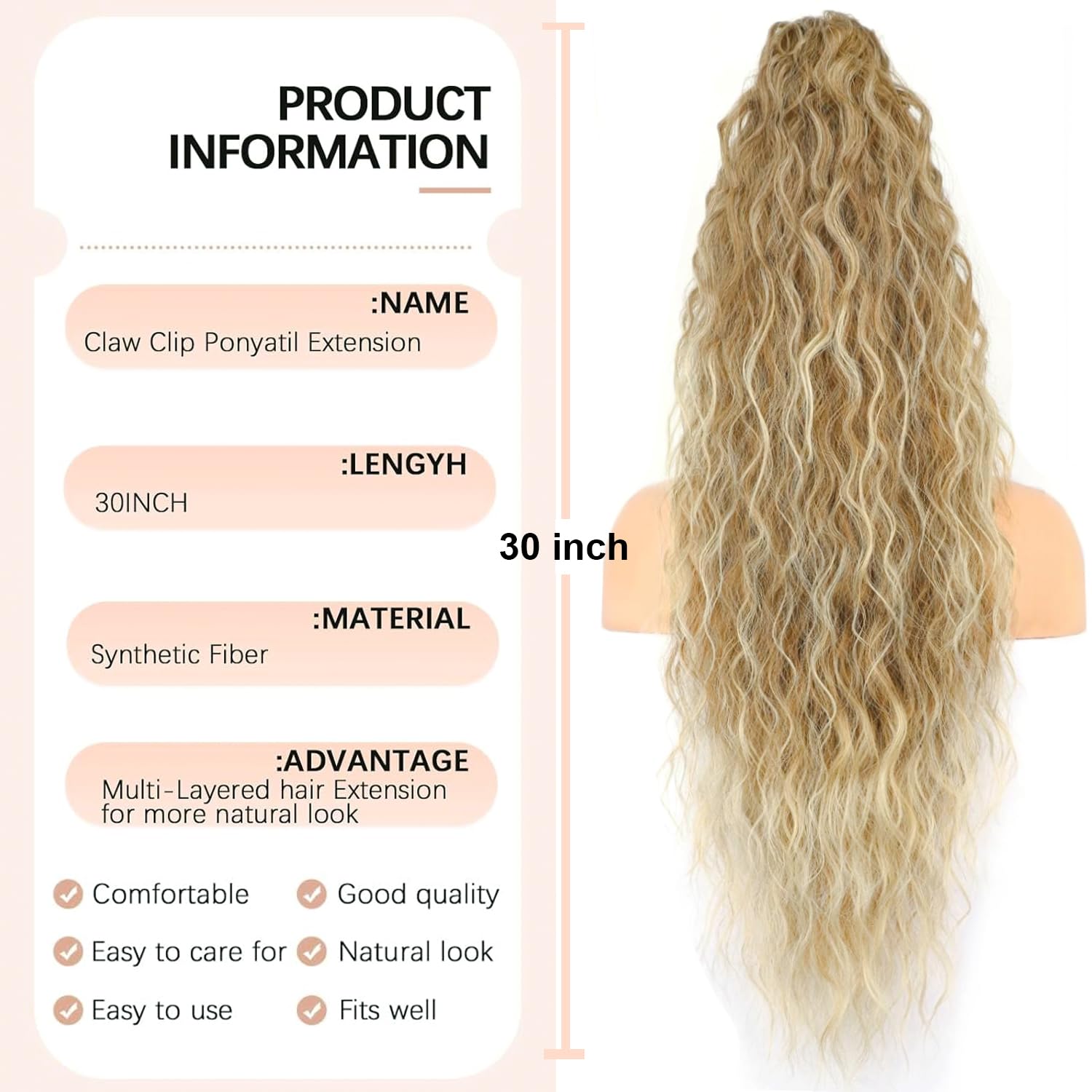 PORSMEER Claw Ponytail Hair Extension 30 inches - Image 4