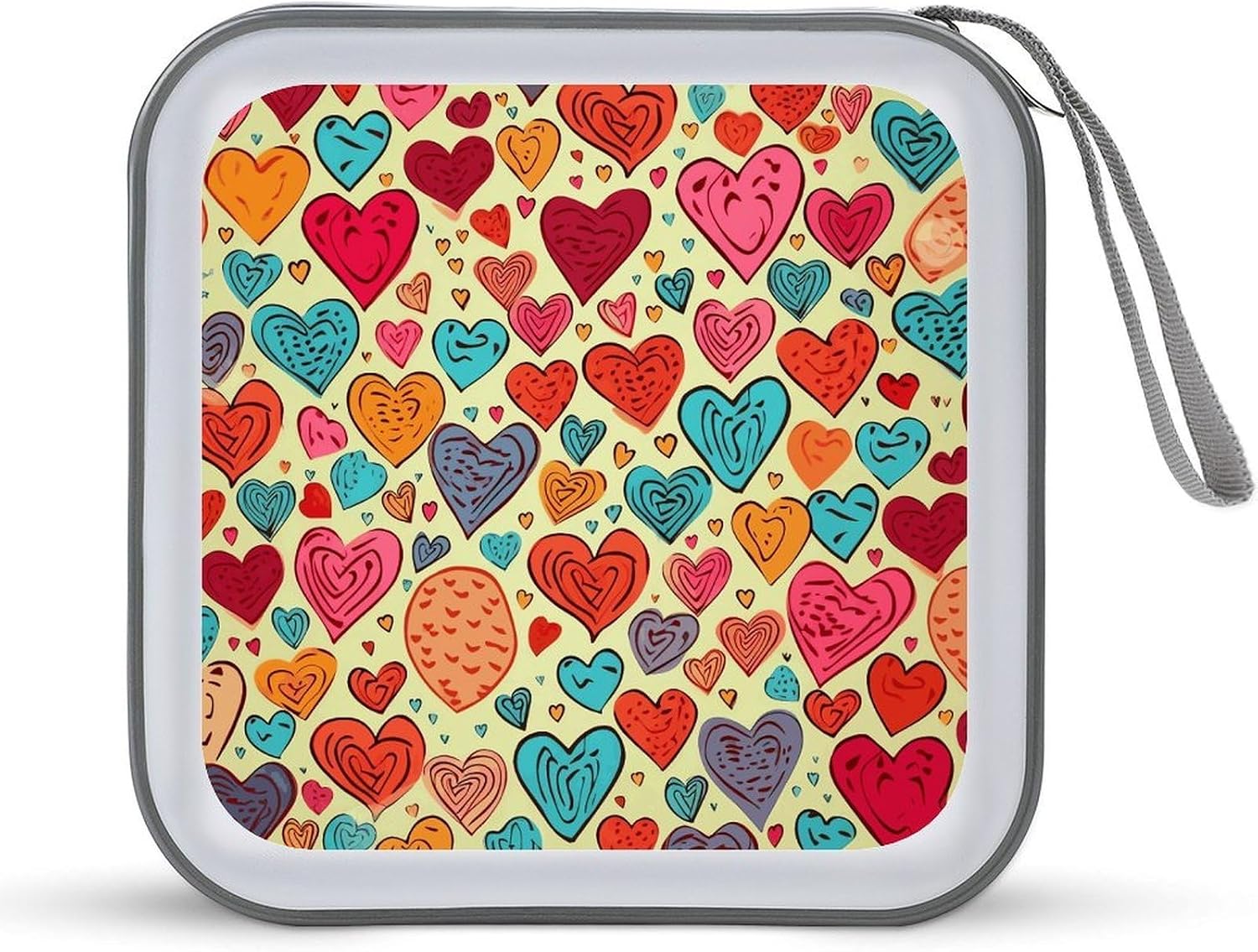 Colorful Heart Pattern CD Case DVD Holder Storage Portable Carrying Binder Holder Wallet Large Storage Disc Wallet Bag Hard Plastic DVD Disc Cases Large Media Binder 40 Capacity