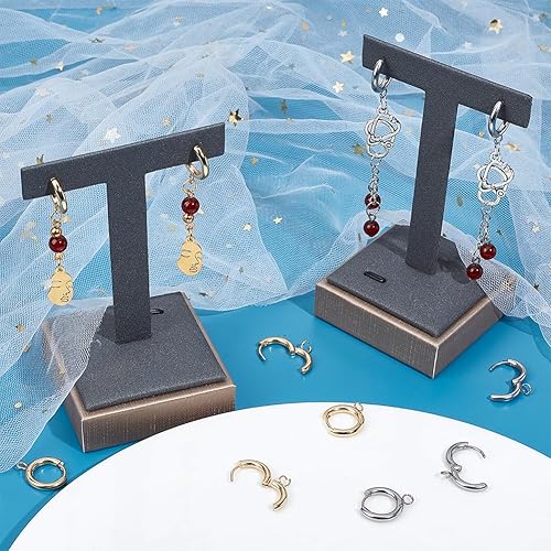 Miniatura 9 de UNICRAFTALE 12 aretes de aro de acero inoxidable 201 dorados de 6 tamaños con bucles horizontales, chapados en oro de 24 quilates, accesorios de aro