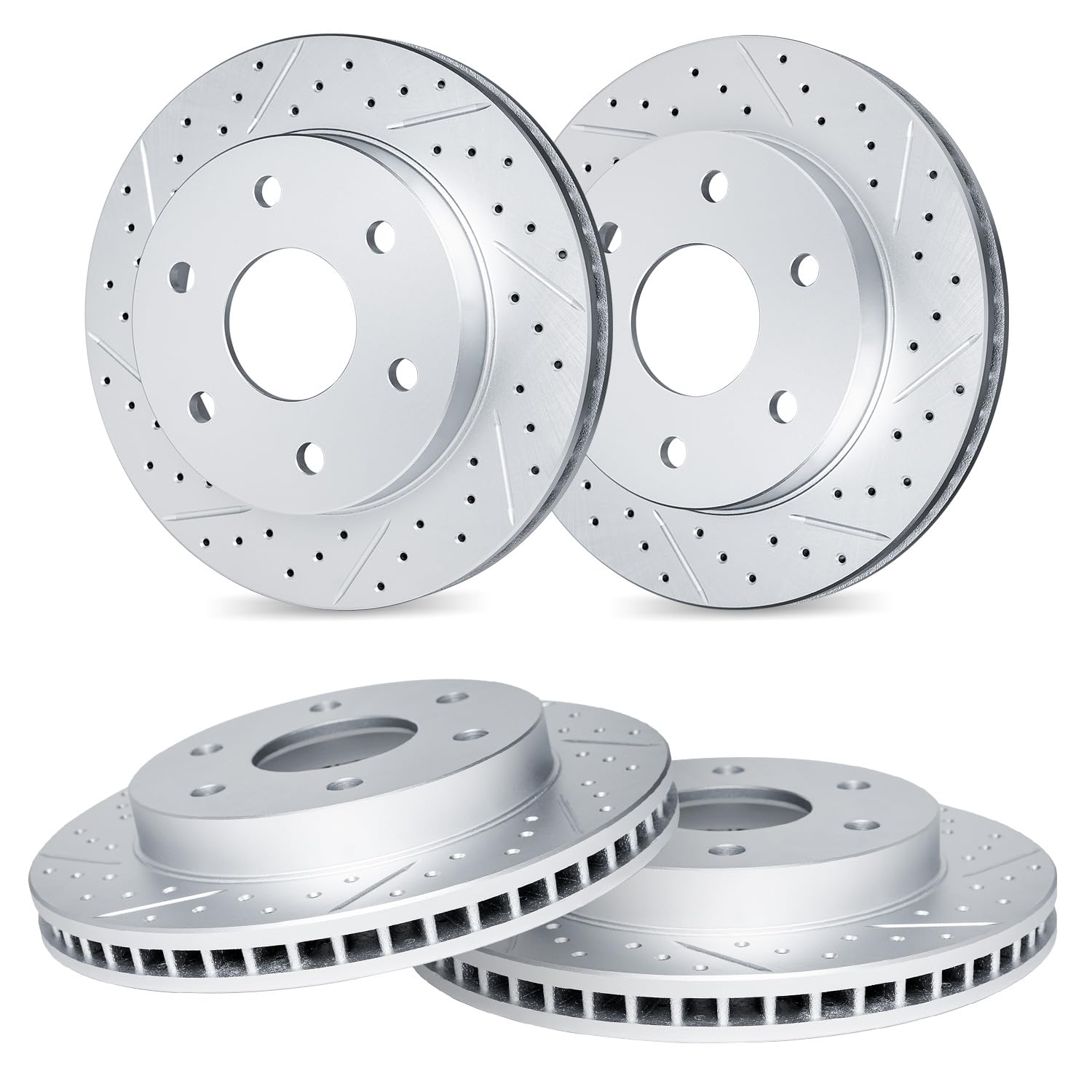 R1 Concepts Front Rear Brake Rotor Kit |Brake Rotors| Brake Disc |Drilled and Slotted|fits 2005-2012 Nissan Pathfinder