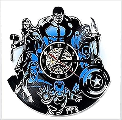 Reloj de pared 3D creativo reloj de vinilo Marvel disco de vinilo reloj de pared retro nostálgico decoración del hogar, 1 50 moda reloj de pared
