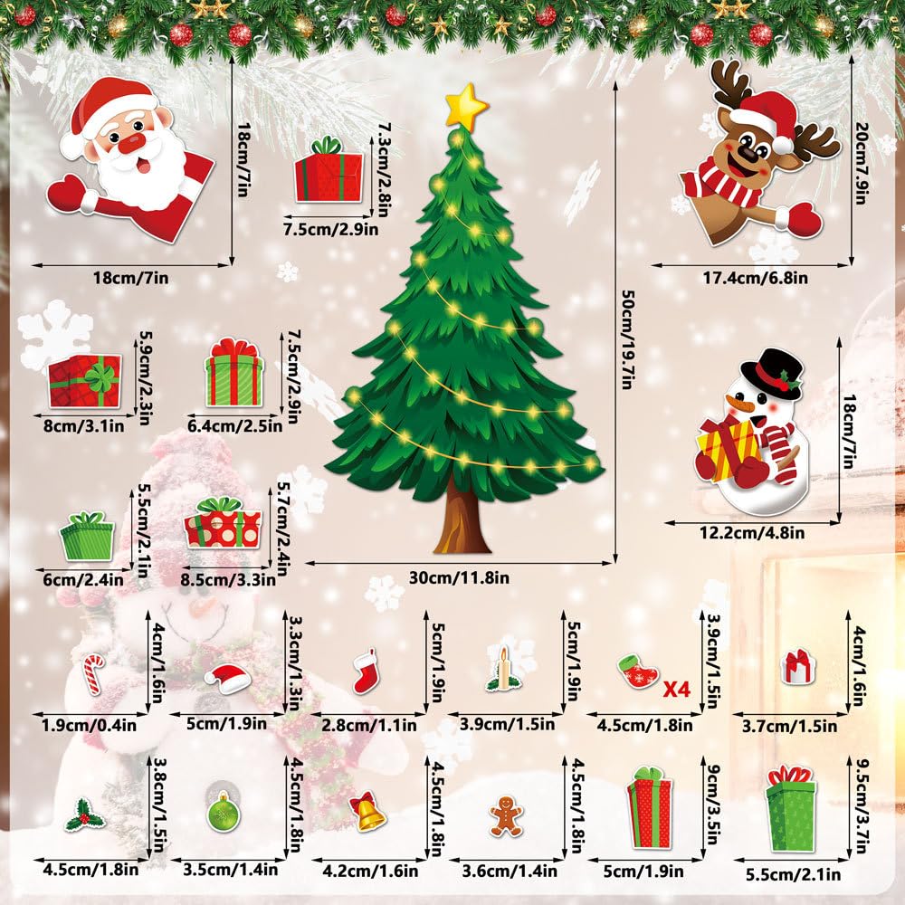 Tsophreniq Christmas Tree Decorations for Fridge, Santa Reindeer Holiday Magnets Metal Door Refrigerator Stickers Magnets Fridge Metal for Stickers Tree