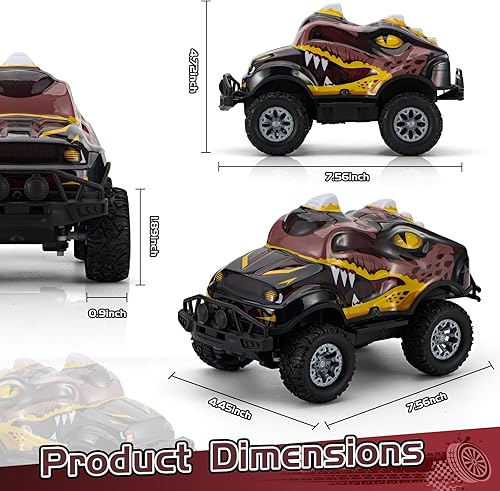 Miniatura 5 de Vehículo todo terreno con forma de dinosaurio, control remoto, vehículo todo terreno genial, camión, 2.4GHz, coche RC con luces LED, escala 1:20