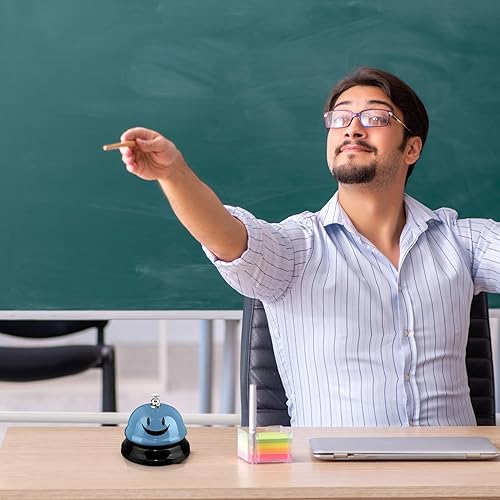 Vista 19 de Tudomro 6 campanas de cena de servicio de llamadas para escritorio, aula, de metal, sonrisa, 3 pulgadas de diámetro, antioxidante, para hotel