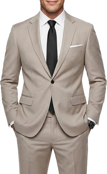 Hihawk Mens 2 Piece Slim Fit Suit Set One Button Blazer Jacket Pants Tuxedo Set for Party, Wedding and Business Proms