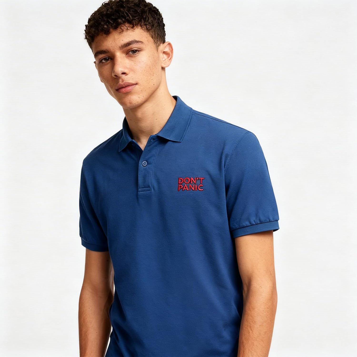 Don’t  Panic Embroidered Polo Shirt for Men Women – Funny Nerd Humorous Cotton Polo Tee, Casual Smart Top