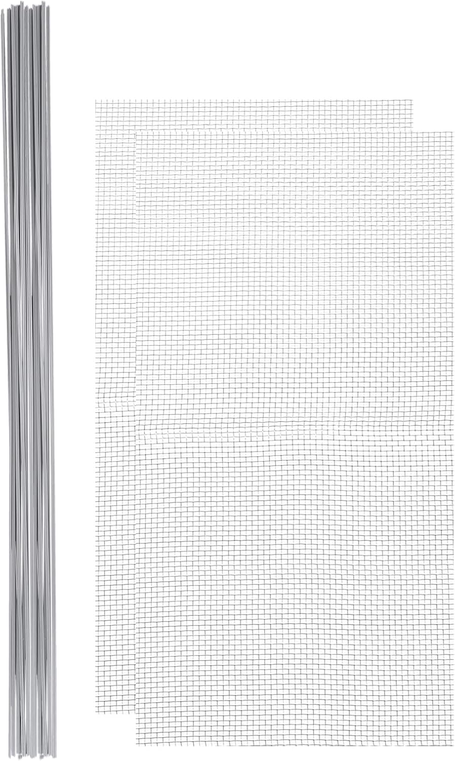 MECCANIXITY 20pcs 40 Inch Plastic Welding Rods, PVC Welding Sticks with Stainless Steel Mesh for Repairing Plastic Bumpers, Kayaks, Grey
