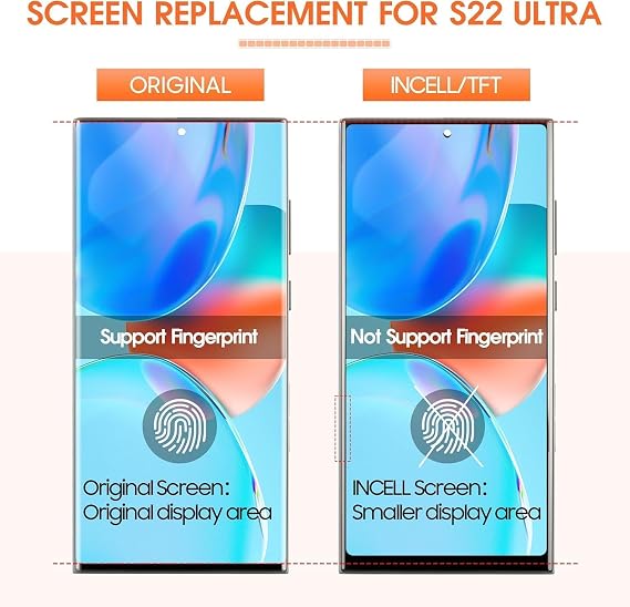 INCELL for Samsung Galaxy S22 Ultra Screen Replacement for Samsung S22 Ultra LCD Display S908B S908U LCD Digitizer Touch Screen Assembly Repair Kits with Frame