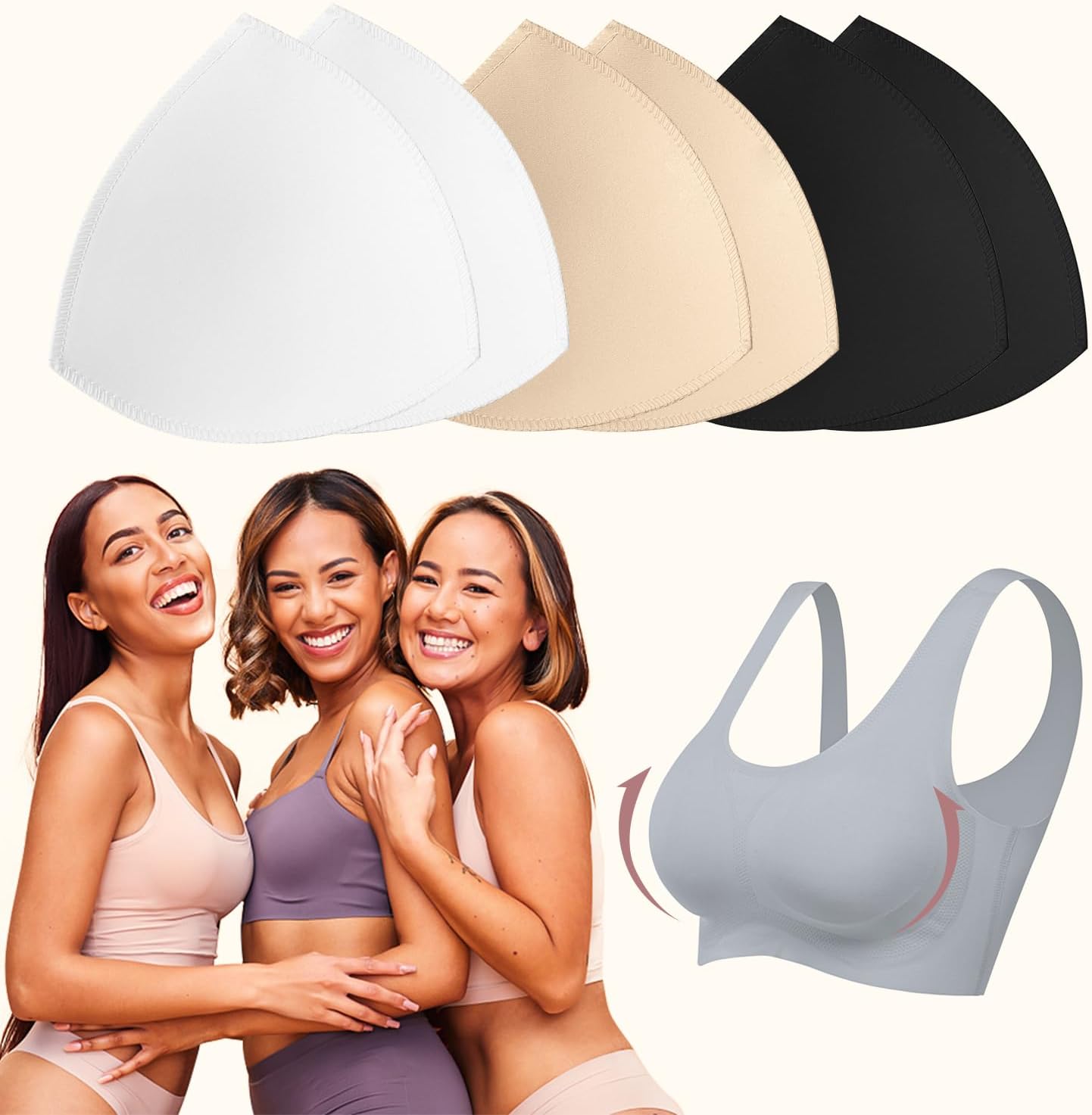 Bra Pad Insert,Removable Sport Bra Cup Triangle Breathable & Reusable Bra Pad for Yoga Bra,Swimsuits,Bikini - Image 5