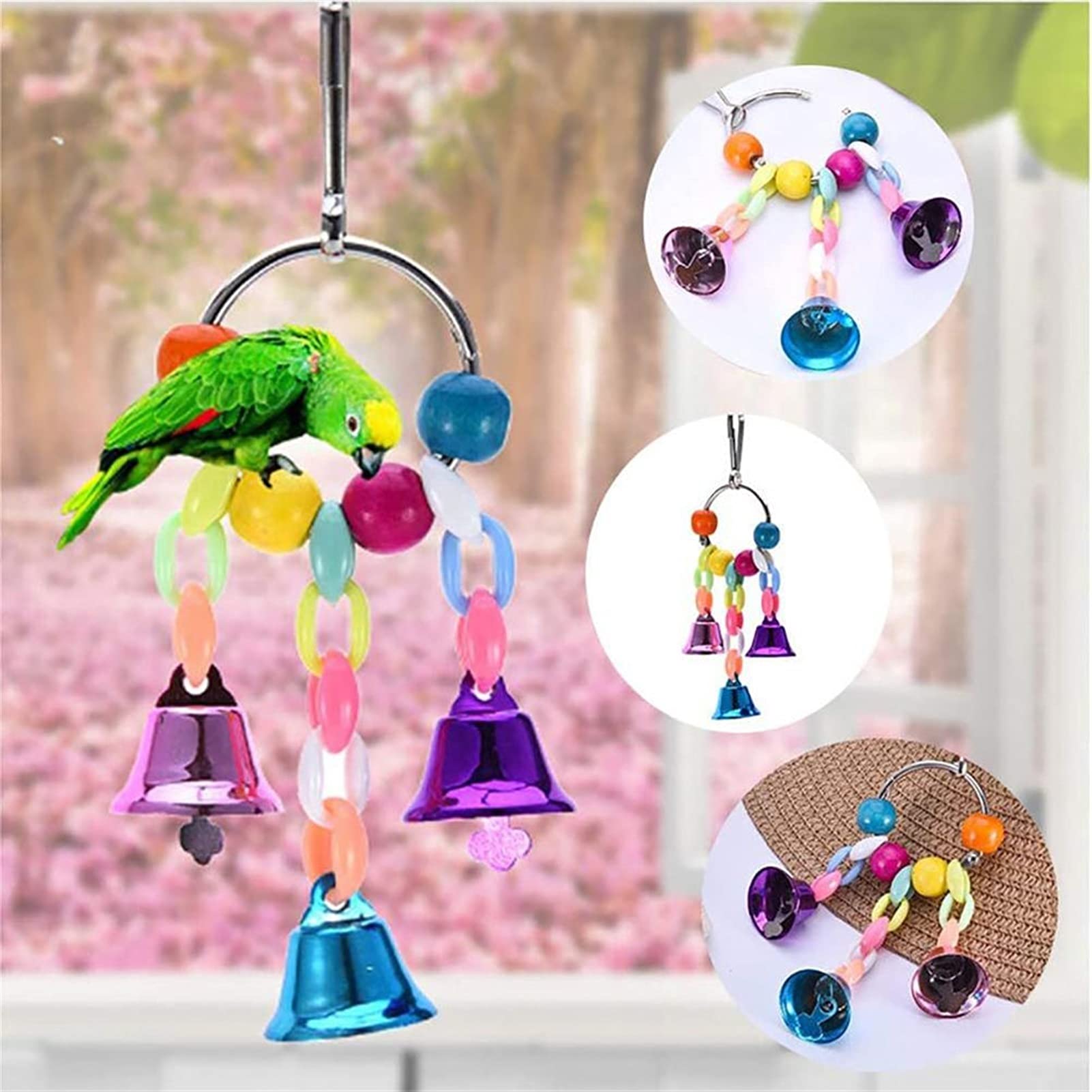 Vogelspielzeug 1. 4 STÜCK Papagei Käfig Kauspielzeug Vogel Spielzeug Vögel Zubehör Liefert Swing Weiche Leiter Luftleiter Holzperlen Ball Glocke Spielzeug