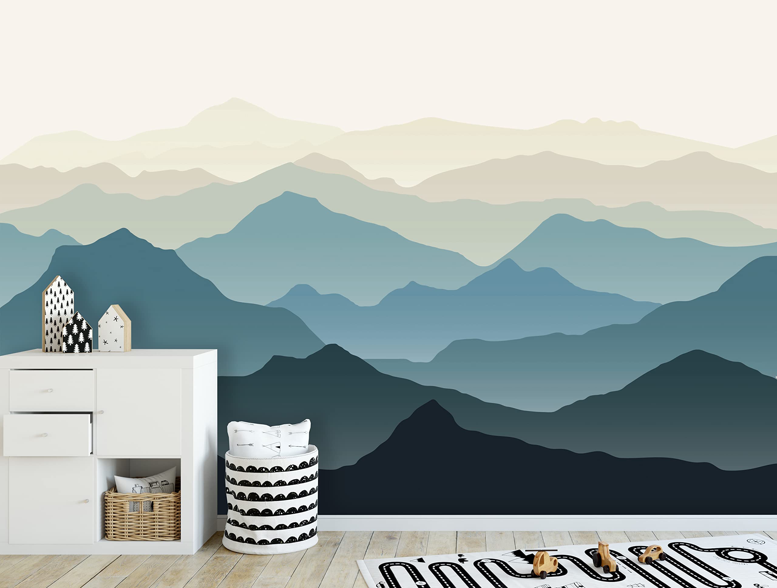 Coloritto Blue Mountains Peel and Stick Wallpaper | Removable Mountain Landscape Mural | Self Adhesive Wallpaper (Sample 12" W x 8" H)