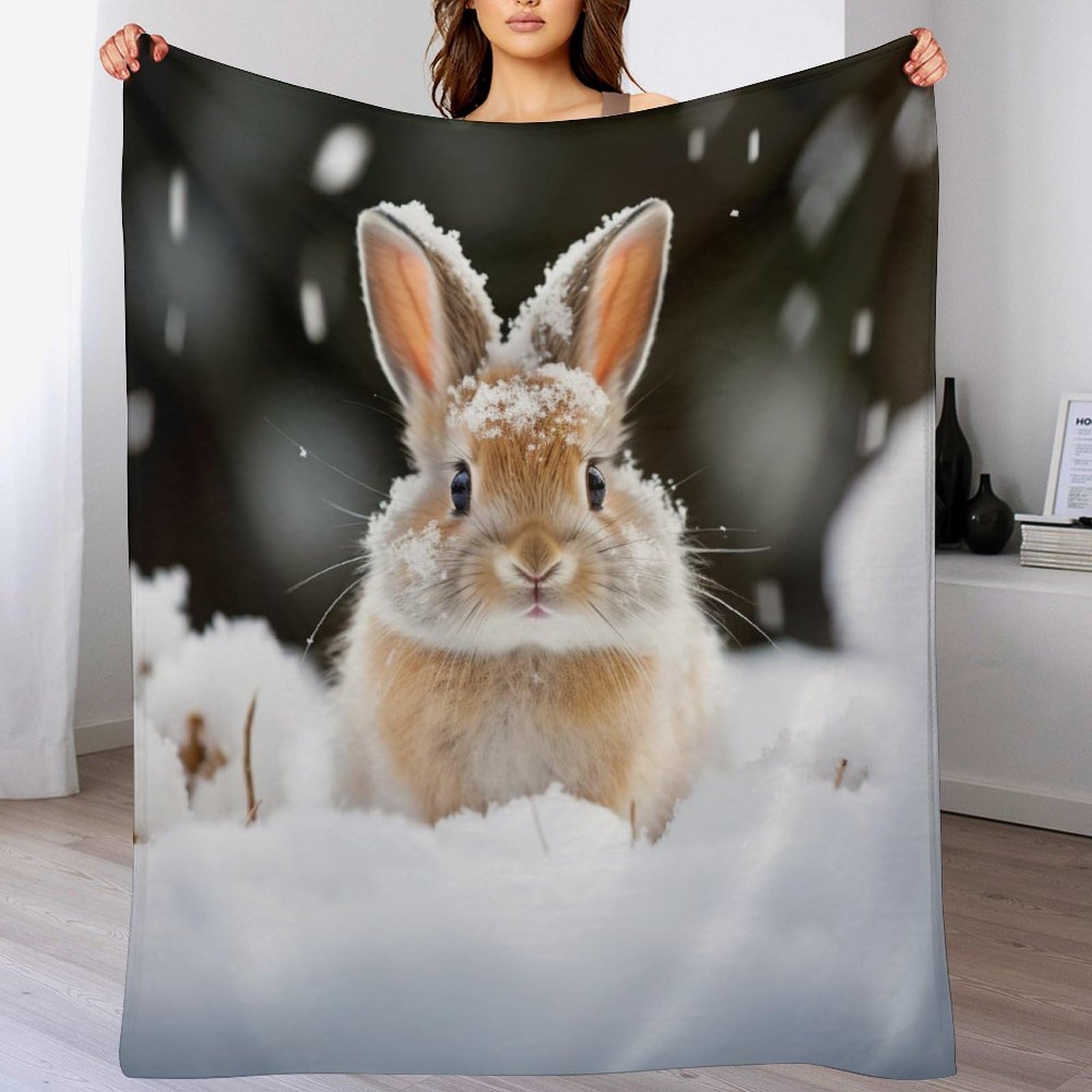 Couverture polaire lapin en flanelle premium, jeté de lit moelleux et chaud
